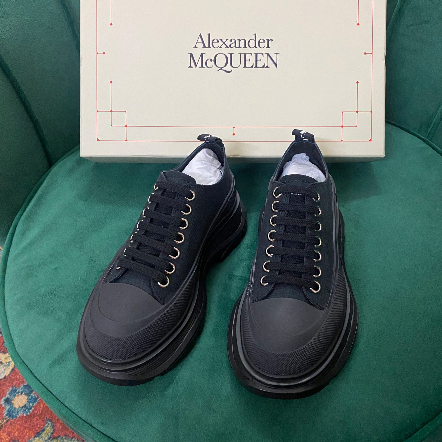 Alexander Mqueen Women's Tread Slick Lace Up In Black - PerfectKickZ
