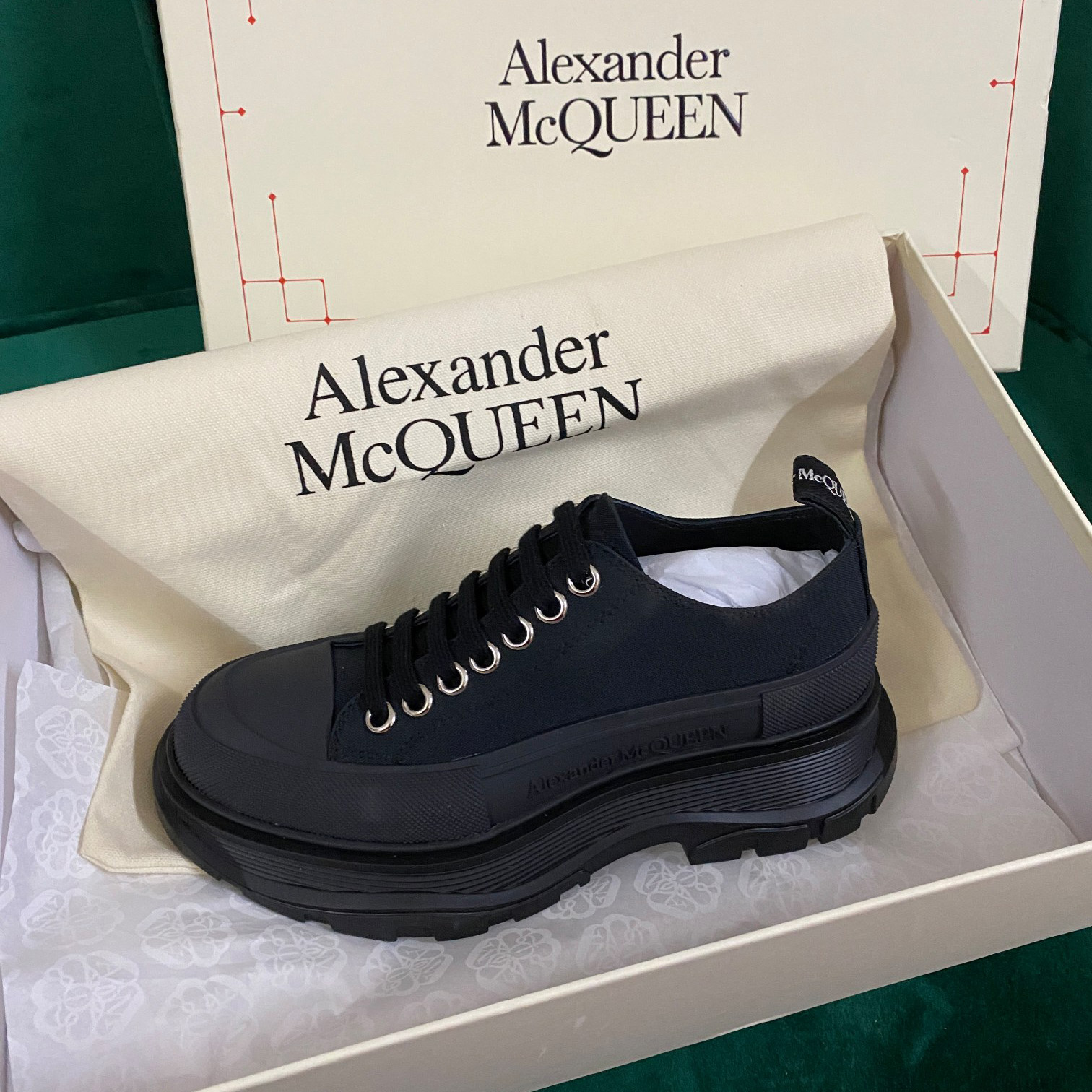Alexander Mqueen Women's Tread Slick Lace Up In Black - PerfectKickZ