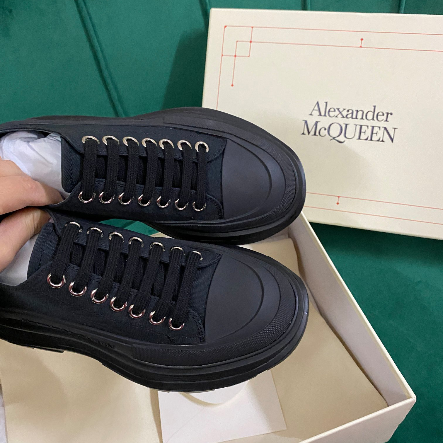 Alexander Mqueen Women's Tread Slick Lace Up In Black - PerfectKickZ