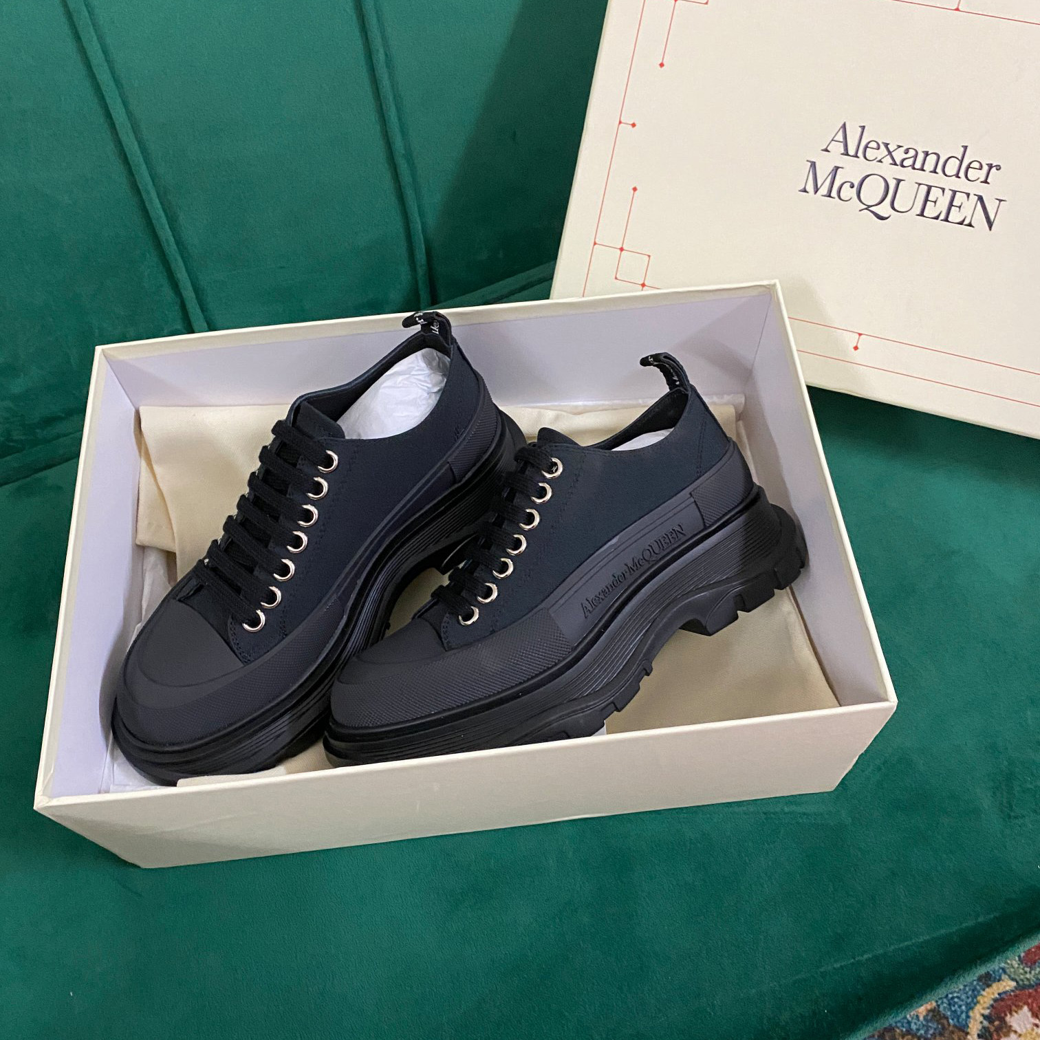 Alexander Mqueen Women's Tread Slick Lace Up In Black - PerfectKickZ