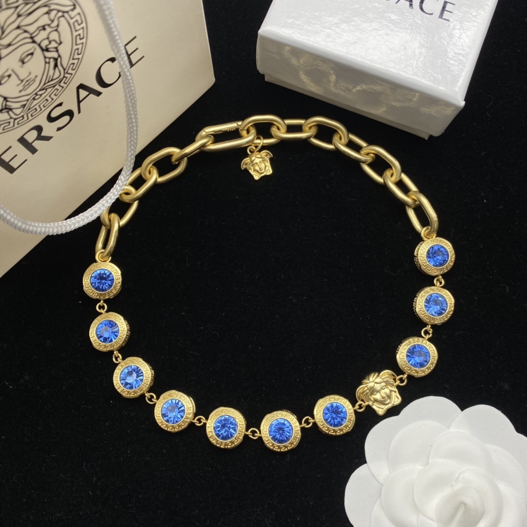 Versace  La Medusa Rhinestone Necklace - PerfectKickZ