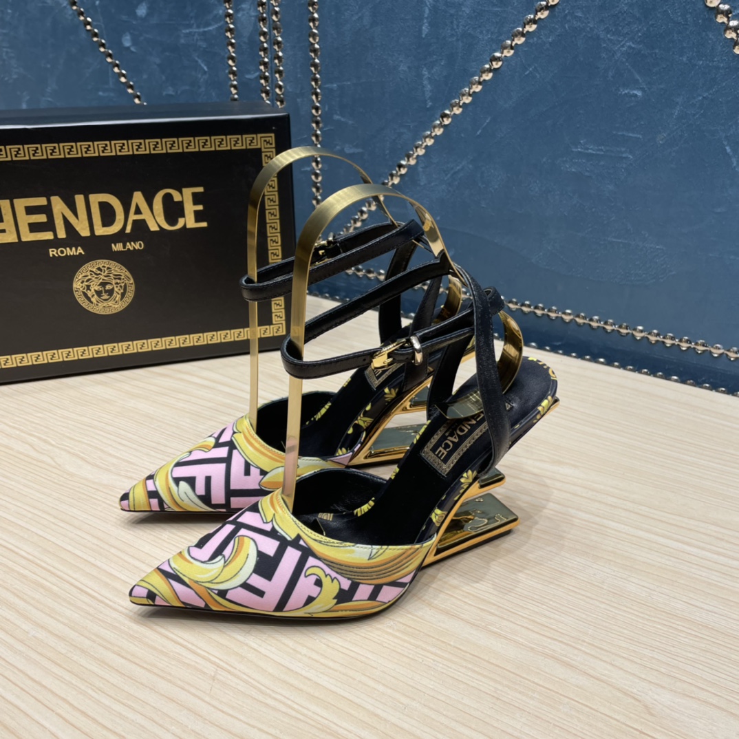 Fendi x Versace Fendace Printed Silk High-Heeled Slingbacks - PerfectKickZ