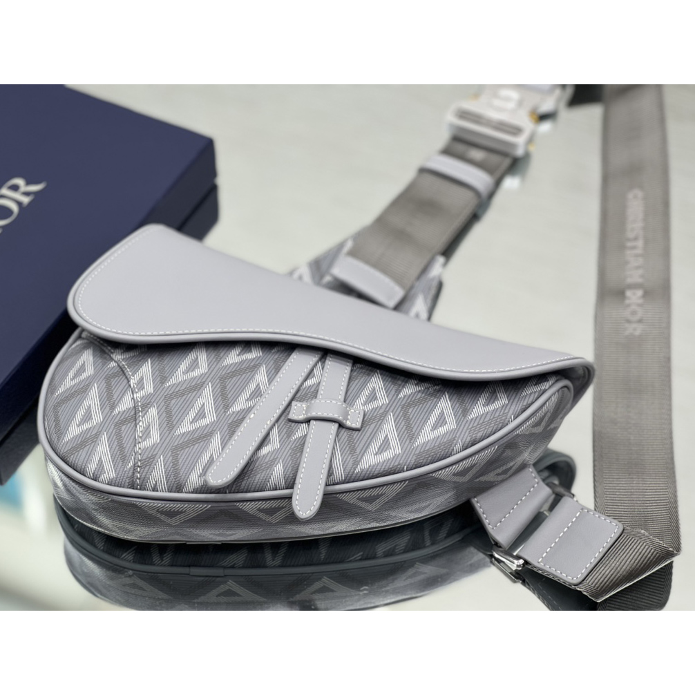 Dior Black CD Diamond Canvas And Smooth Calfskin Saddle Bag(26-19-4.5cm) 1ADPO093 - PerfectKickZ