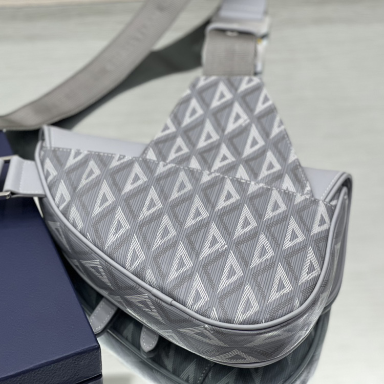 Dior Black CD Diamond Canvas And Smooth Calfskin Saddle Bag(26-19-4.5cm) 1ADPO093 - PerfectKickZ