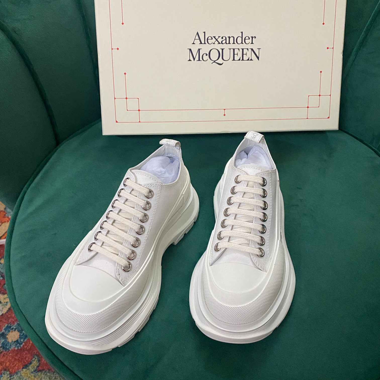 Alexander Mqueen Women's Tread Slick Lace Up In White - PerfectKickZ