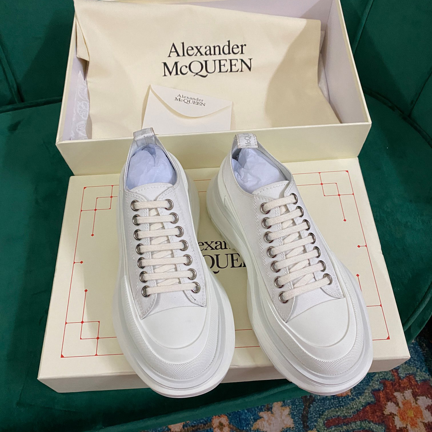 Alexander Mqueen Women's Tread Slick Lace Up In White - PerfectKickZ