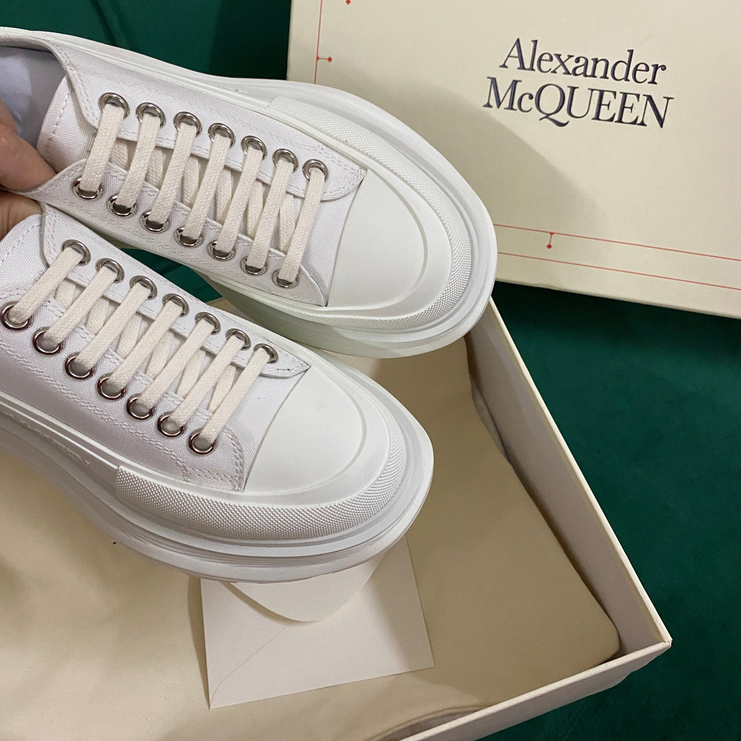 Alexander Mqueen Women's Tread Slick Lace Up In White - PerfectKickZ