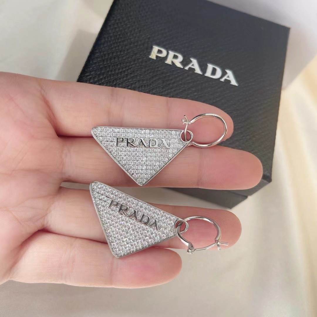 Prada Crystal Logo Jewels Earring - PerfectKickZ