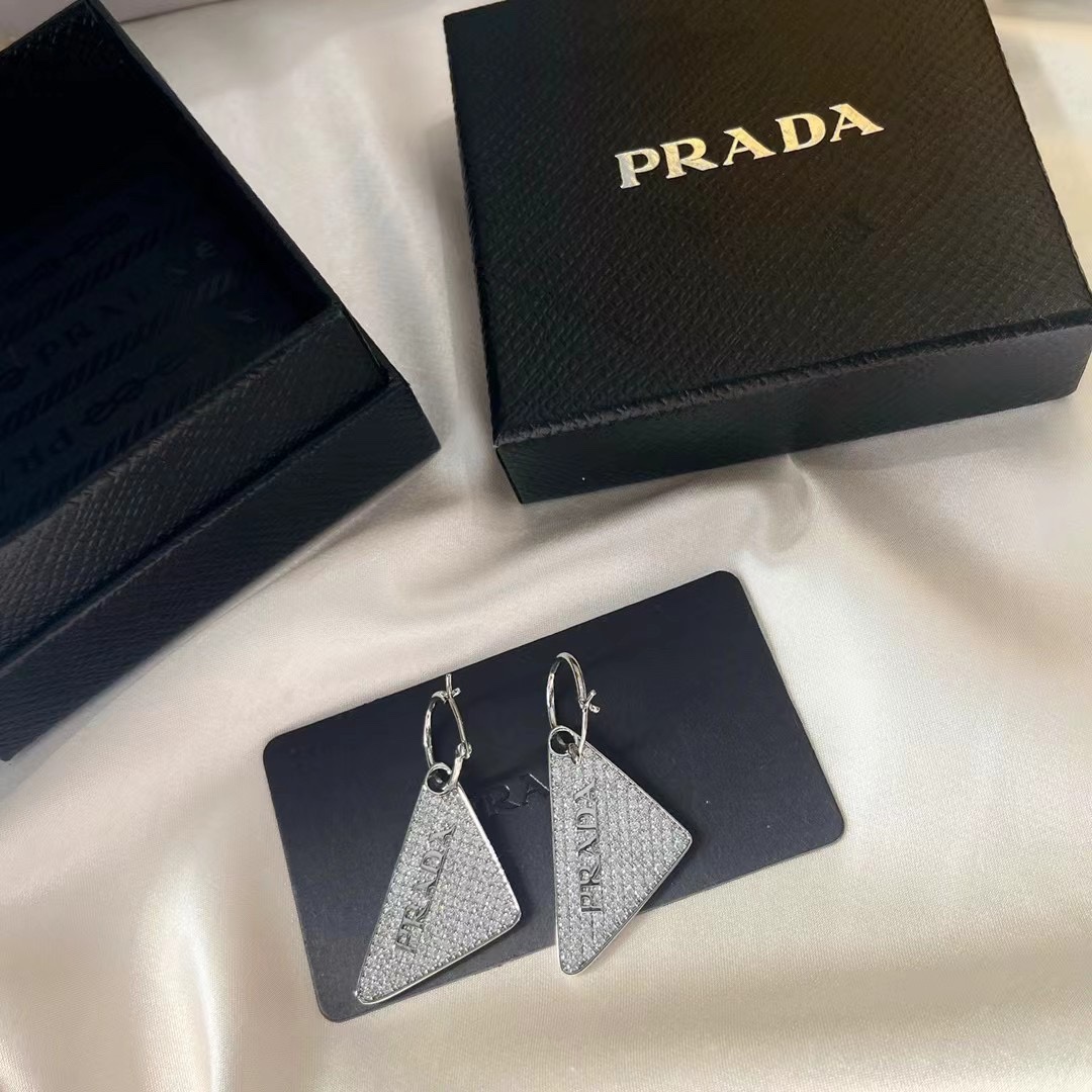 Prada Crystal Logo Jewels Earring - PerfectKickZ