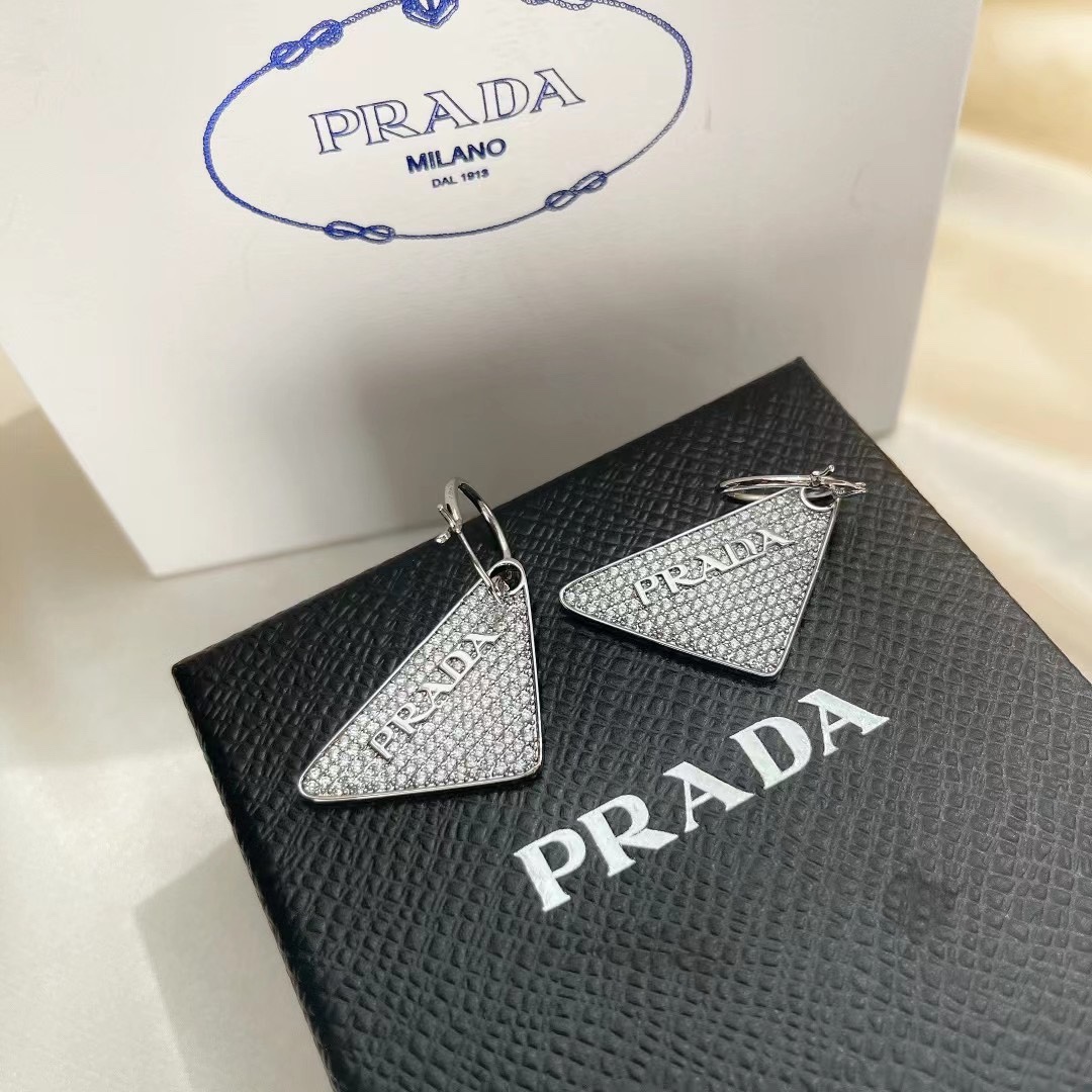 Prada Crystal Logo Jewels Earring - PerfectKickZ