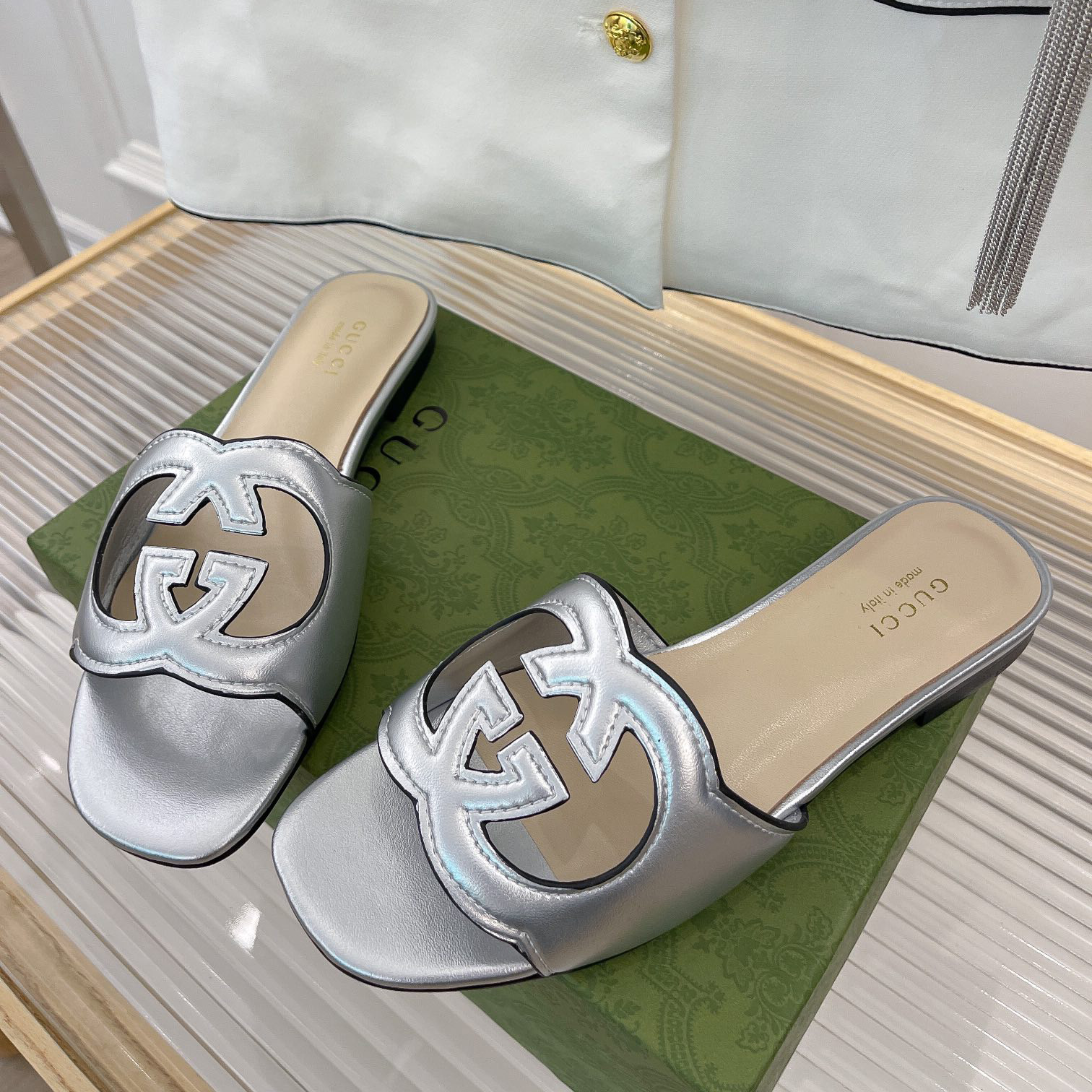 Gucci Women's Interlocking G Cut-Out Slide Sandal - PerfectKickZ