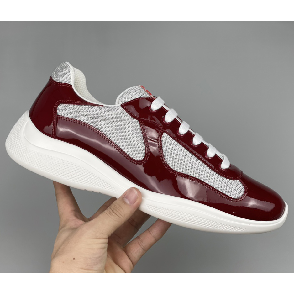 Prada Male America's Cup Sneaker In Ruby Red/White - 