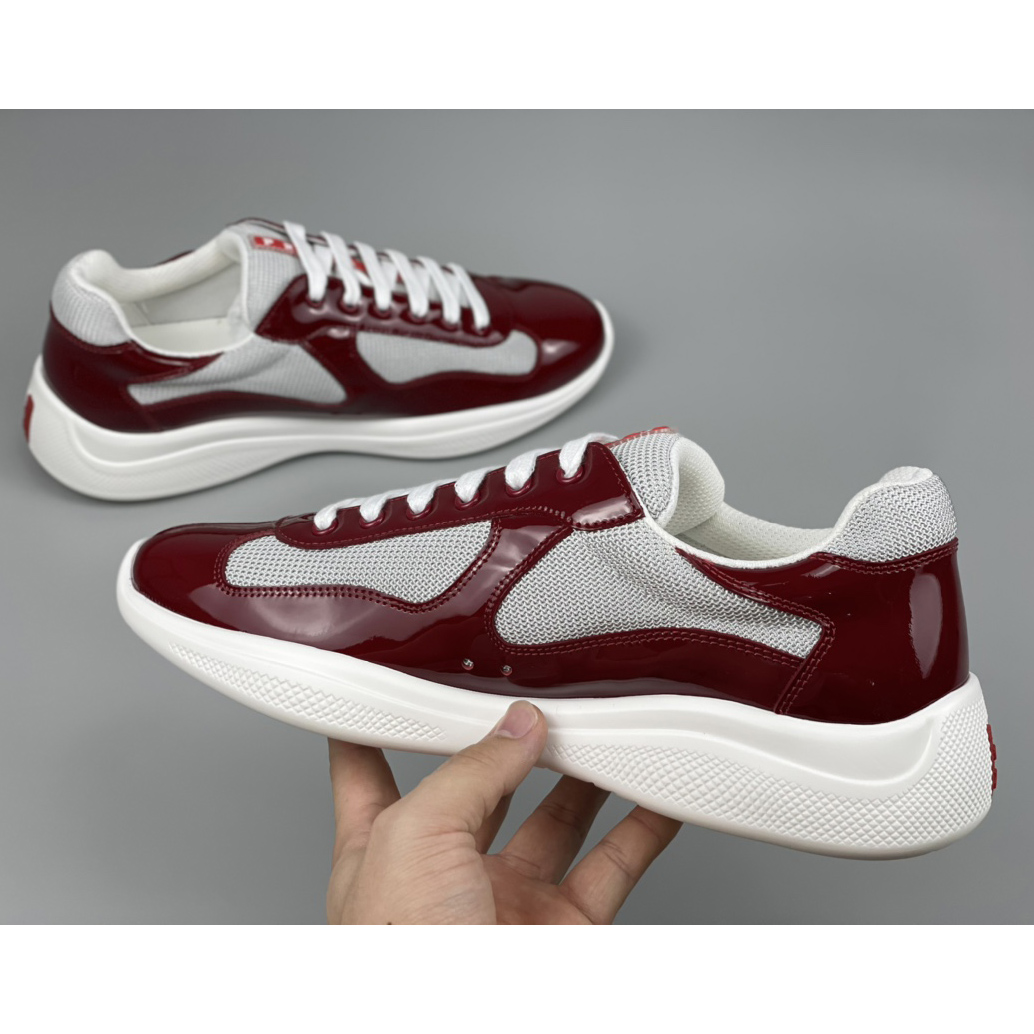 Prada Male America's Cup Sneaker In Ruby Red/White - 