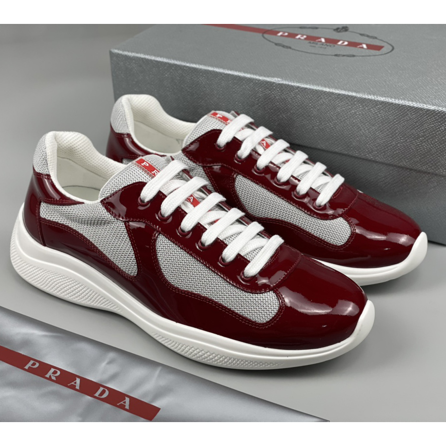 Prada Male America's Cup Sneaker In Ruby Red/White - PerfectKickZ