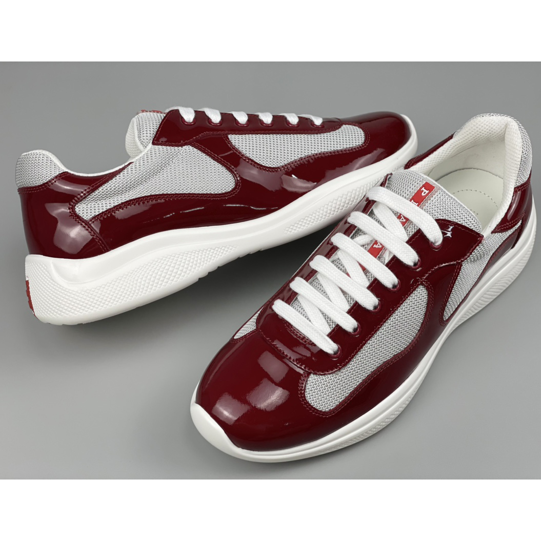 Prada Male America's Cup Sneaker In Ruby Red/White - 