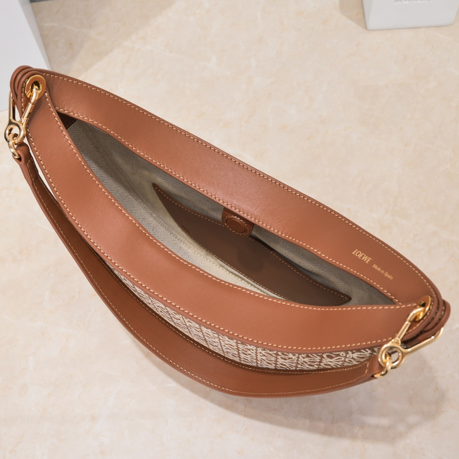 Loewe Luna Bag In Anagram Jacquard And Classic Calfskin(29.5-27-8cm) - PerfectKickZ