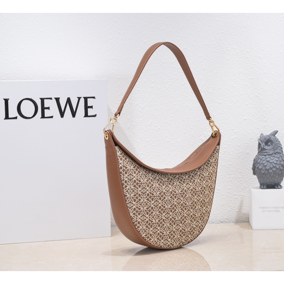 Loewe Luna Bag In Anagram Jacquard And Classic Calfskin(29.5-27-8cm) - PerfectKickZ
