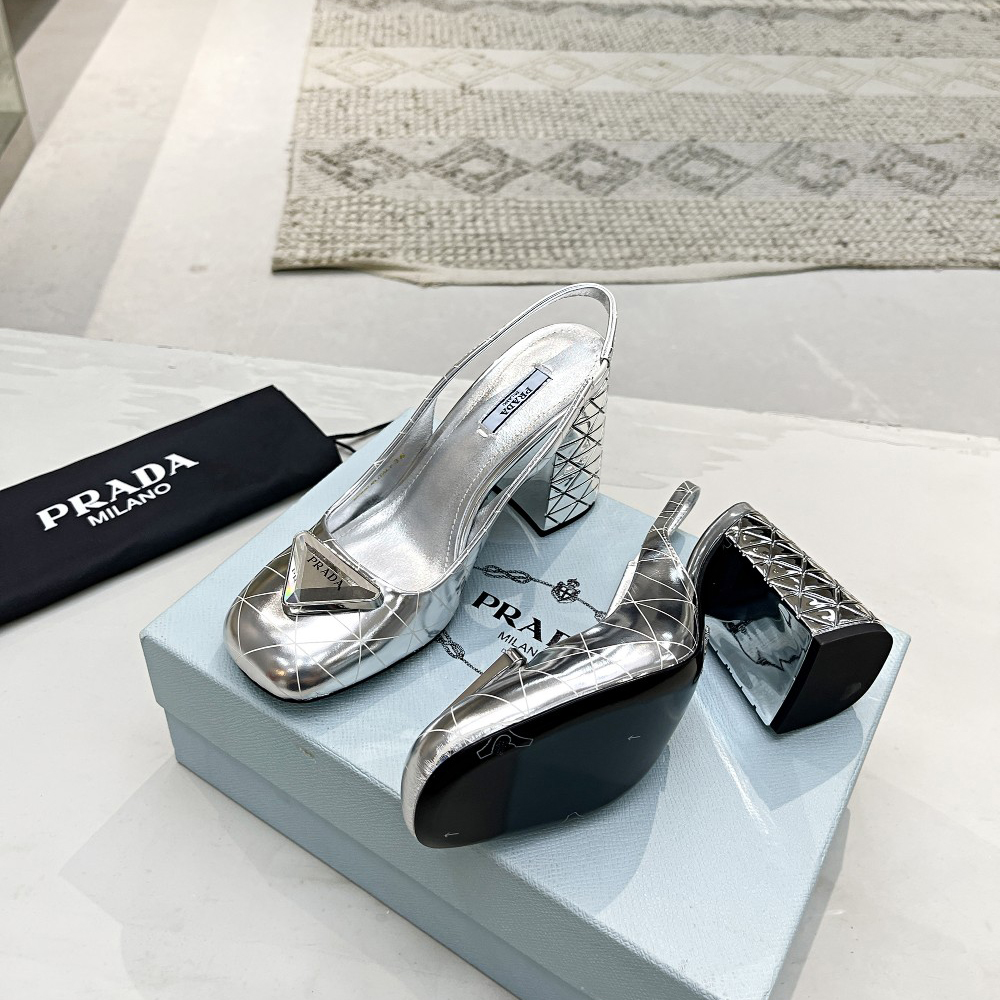 Prada Metallic Leather Slingback Pumps - PerfectKickZ