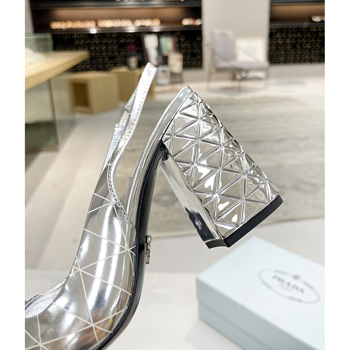 Prada Metallic Leather Slingback Pumps - PerfectKickZ