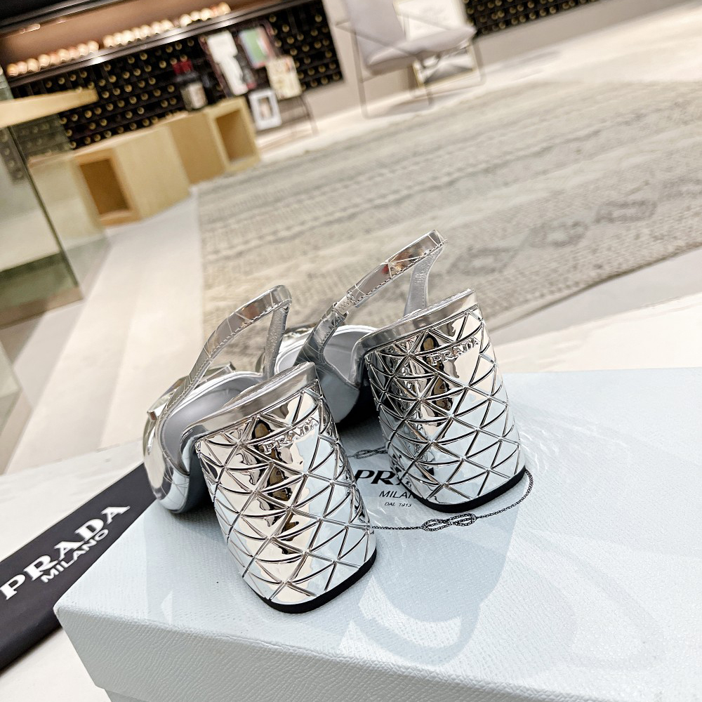 Prada Metallic Leather Slingback Pumps - PerfectKickZ