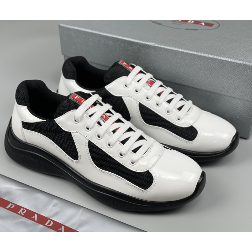 Prada Male America's Cup Sneaker In Black/White - PerfectKickZ
