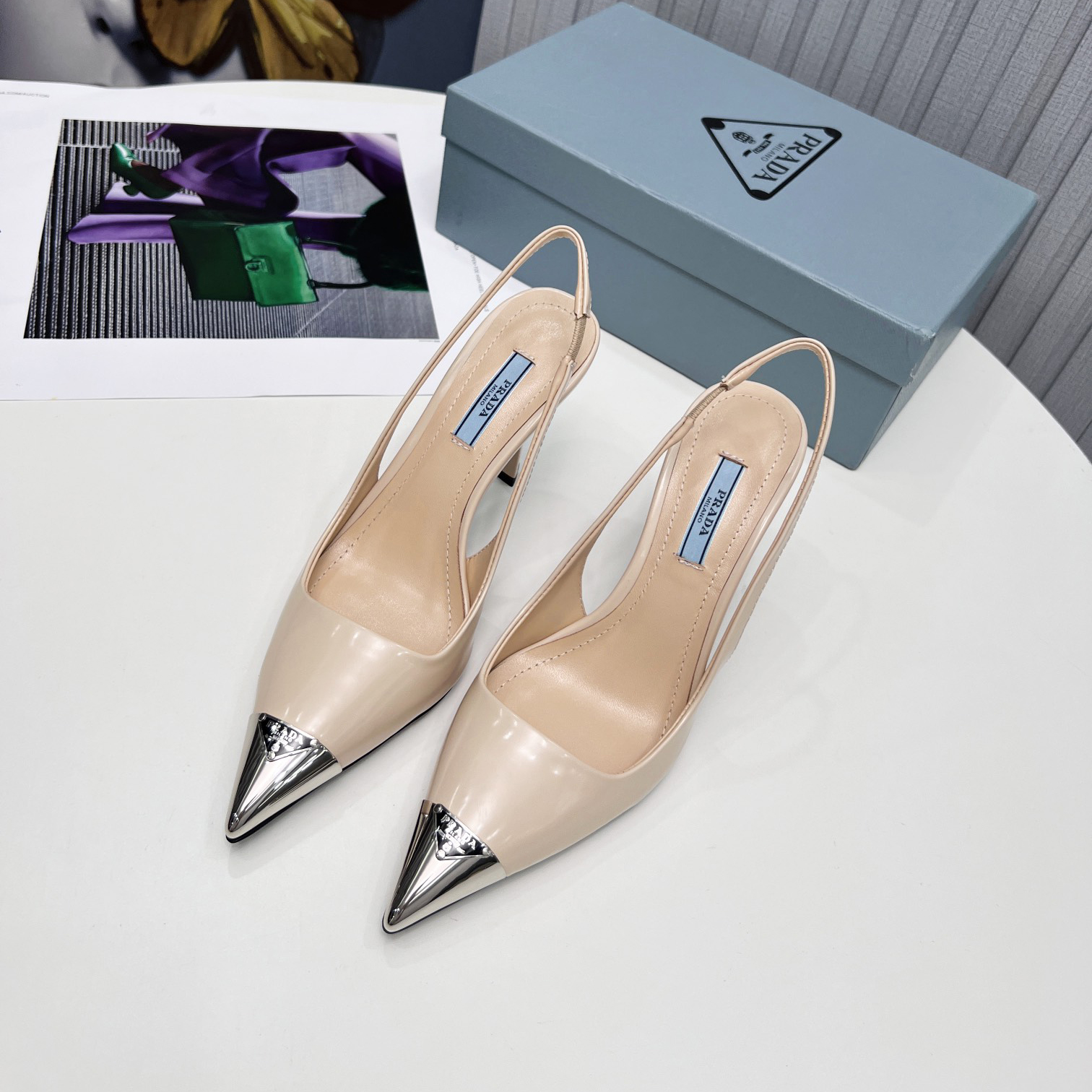 Prada Brushed Leather Slingback Pumps  - PerfectKickZ