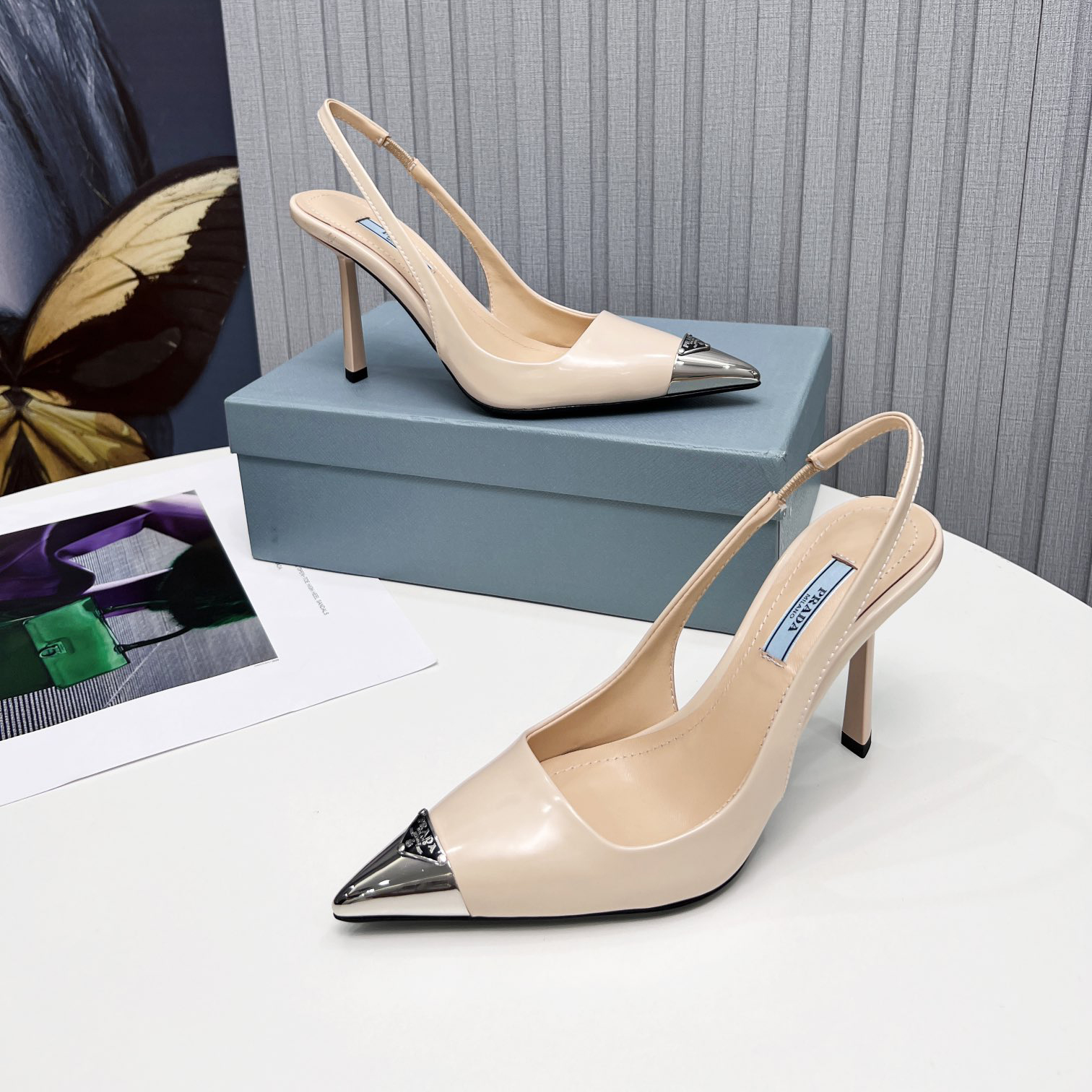 Prada Brushed Leather Slingback Pumps  - PerfectKickZ