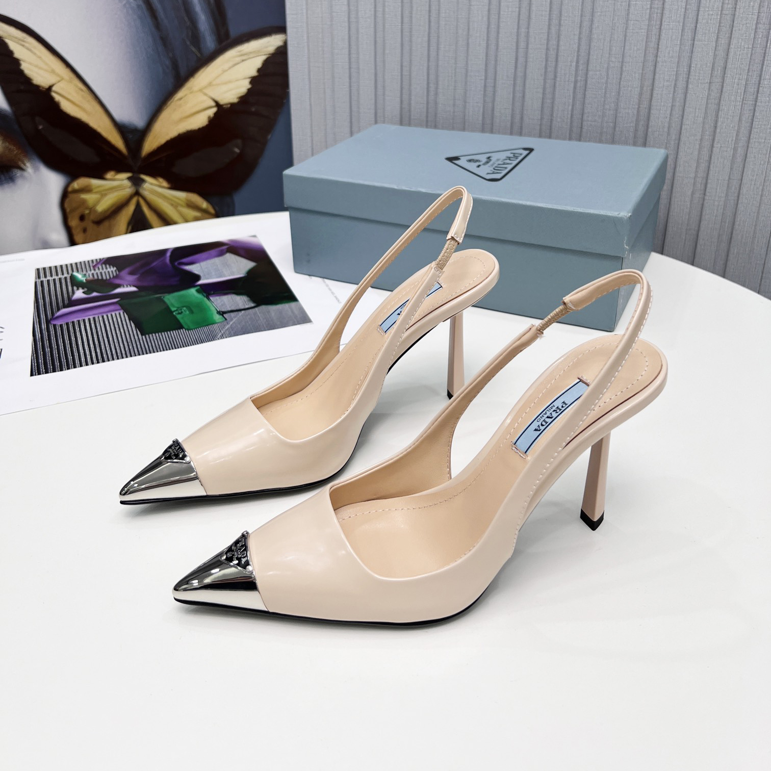 Prada Brushed Leather Slingback Pumps  - PerfectKickZ