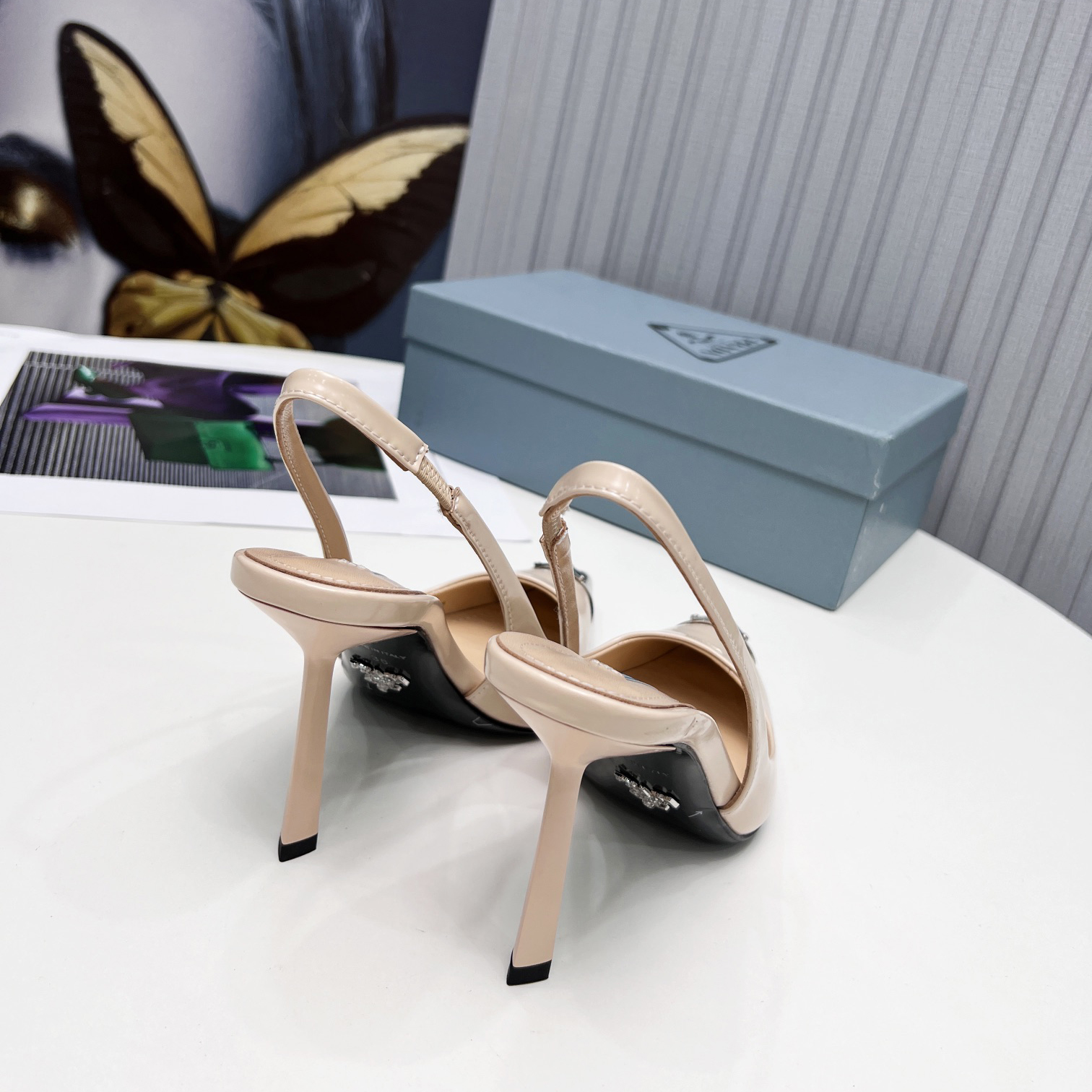 Prada Brushed Leather Slingback Pumps  - PerfectKickZ