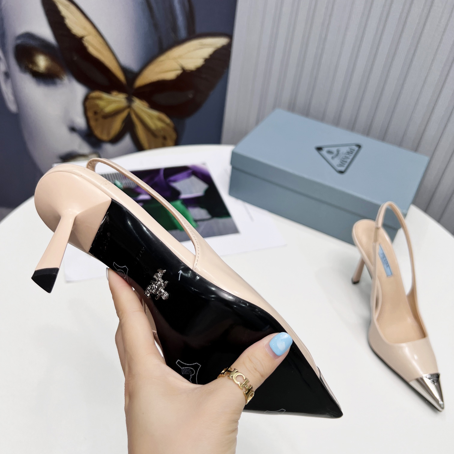 Prada Brushed Leather Slingback Pumps  - PerfectKickZ