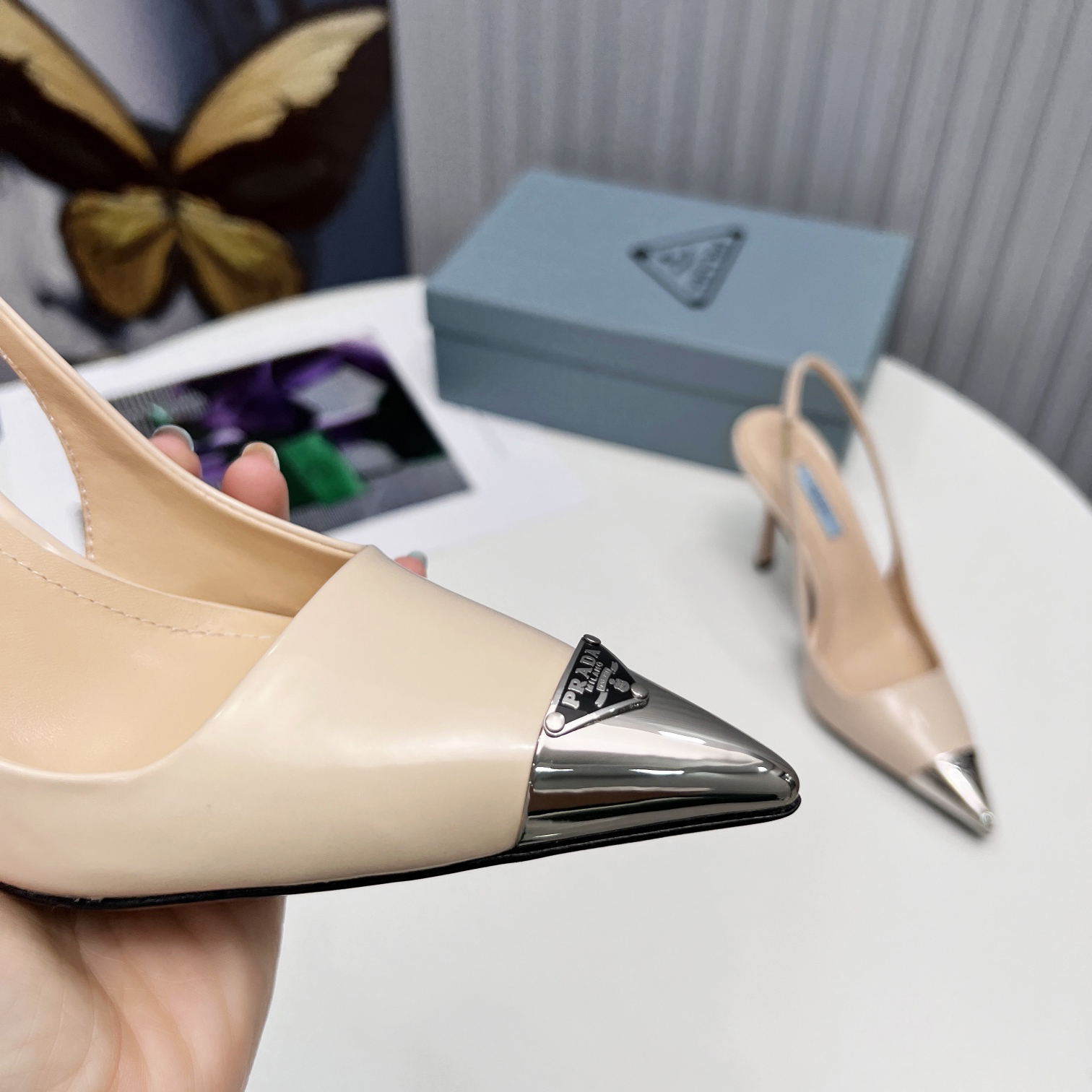 Prada Brushed Leather Slingback Pumps  - PerfectKickZ