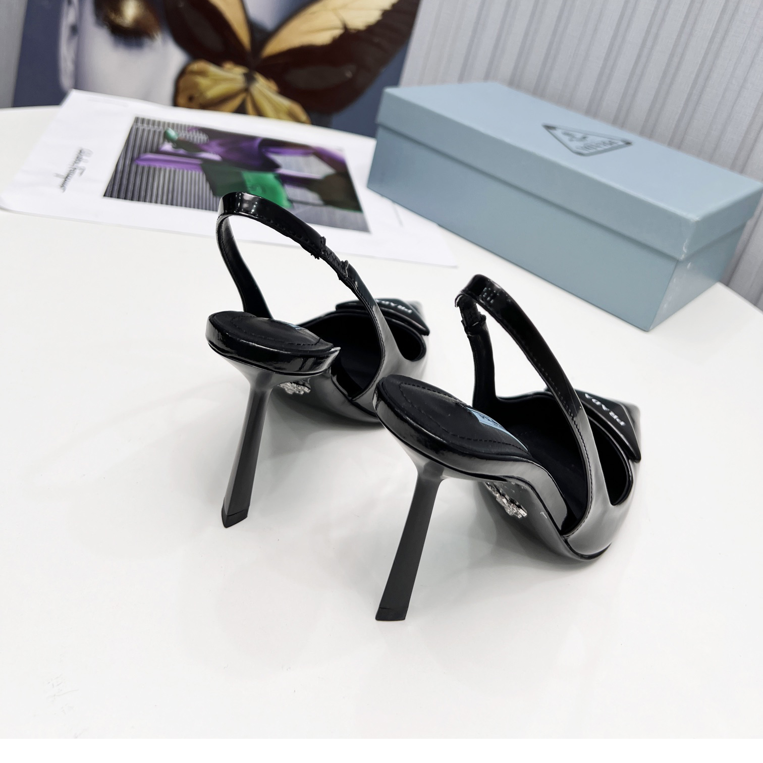 Prada Brushed Leather Slingback Pumps - PerfectKickZ