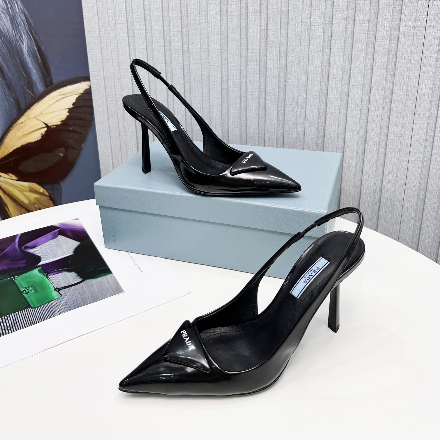 Prada Brushed Leather Slingback Pumps - PerfectKickZ