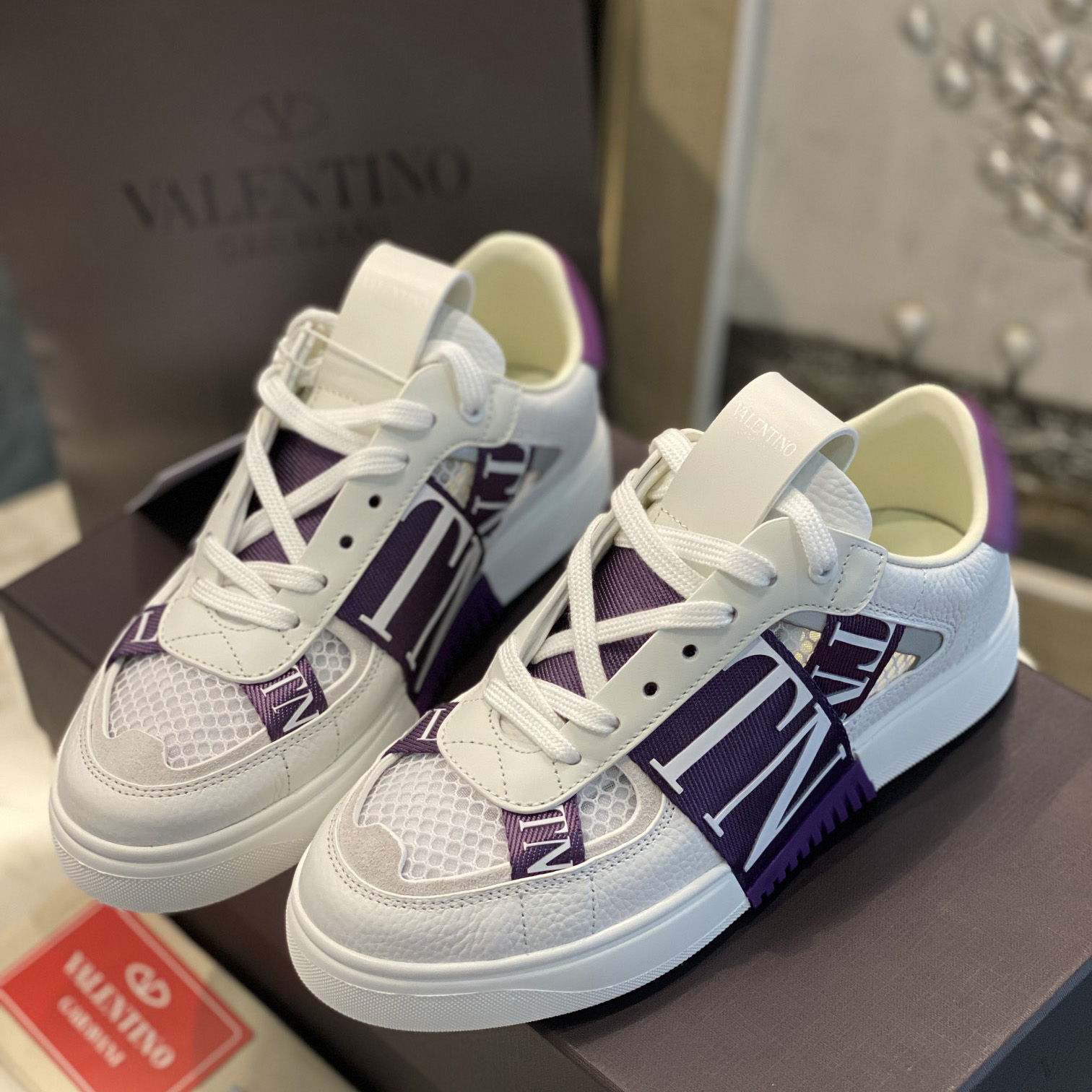 Valenti Low-Top Calfskin And Mesh VL7N Sneaker With Bands - PerfectKickZ