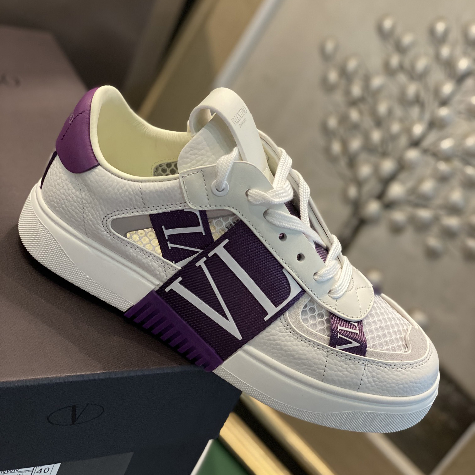 Valenti Low-Top Calfskin And Mesh VL7N Sneaker With Bands - PerfectKickZ