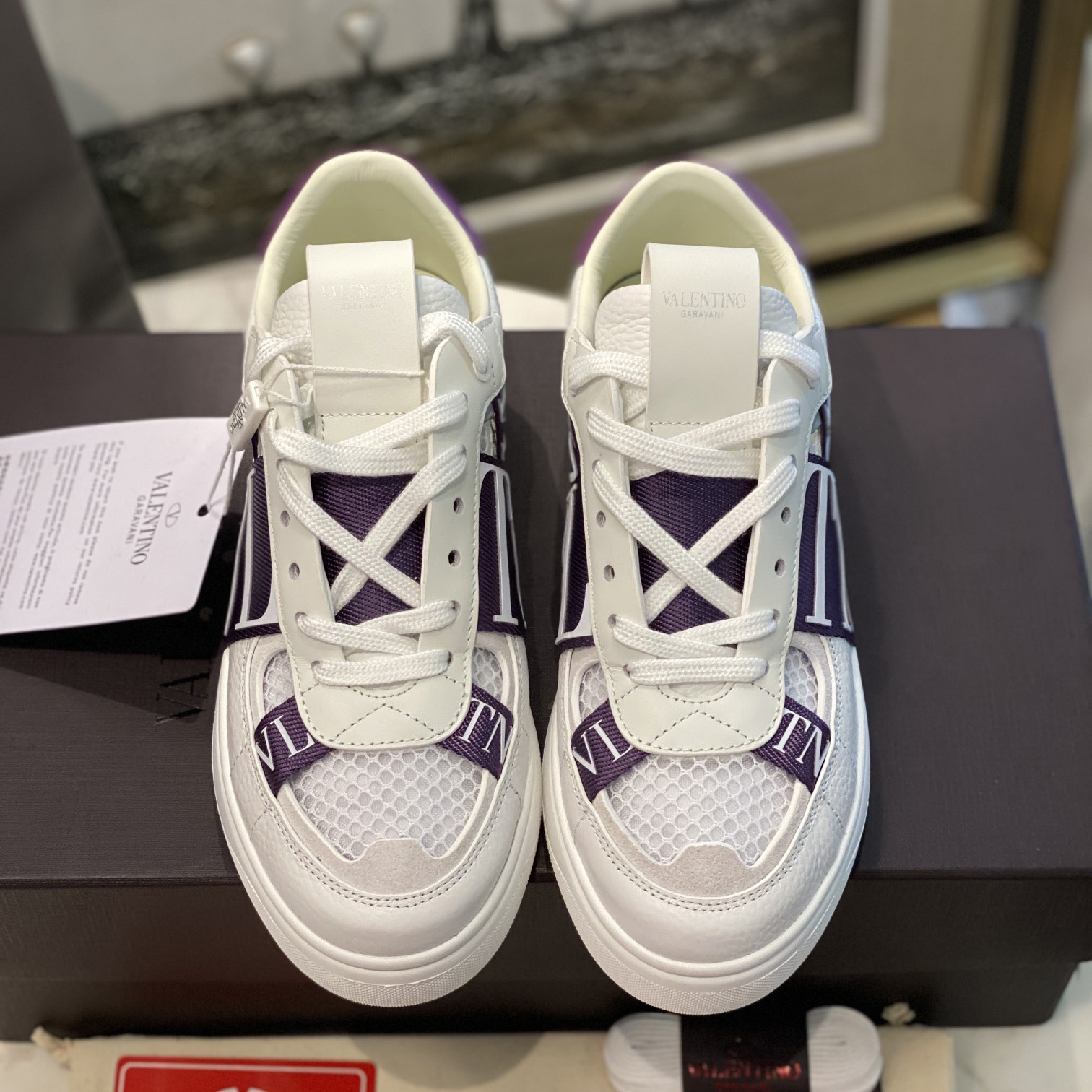 Valenti Low-Top Calfskin And Mesh VL7N Sneaker With Bands - PerfectKickZ