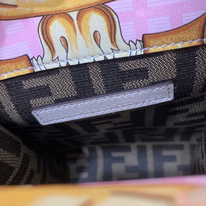 Versace x Fendi Mini Sunshine Shopper Fendace Printed White Leather Mini Bag(13-18-6.5cm) - PerfectKickZ