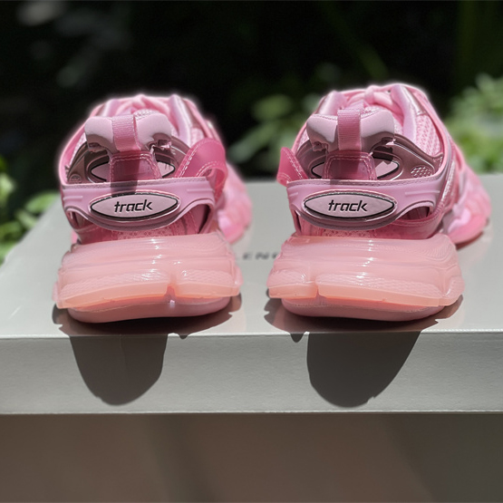 Balenciaga Track Sneaker Clear Sole In Pink Mesh And Nylon - PerfectKickZ
