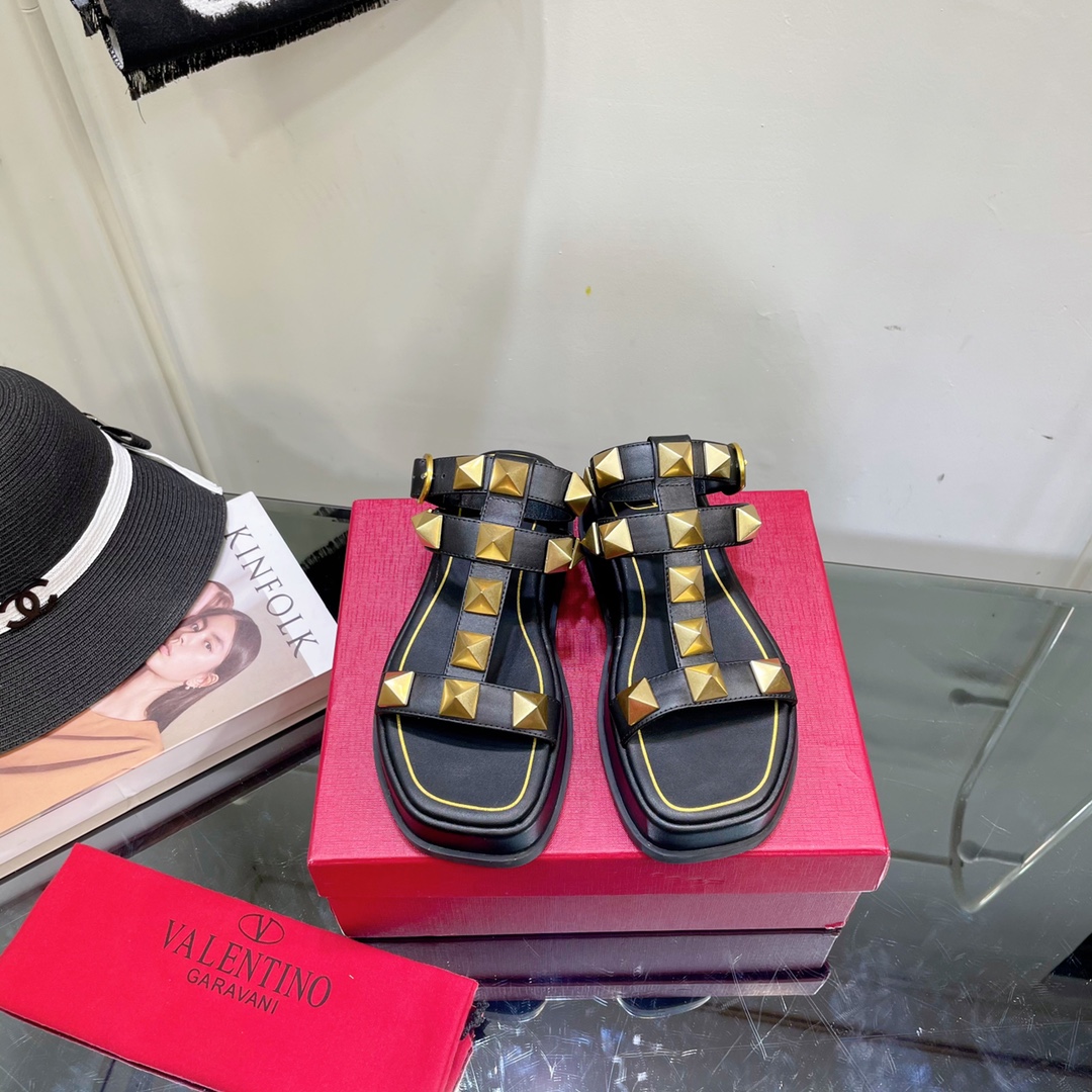 Valenti Roman Stud Calfskin Flatform Sandal 40MM - PerfectKickZ