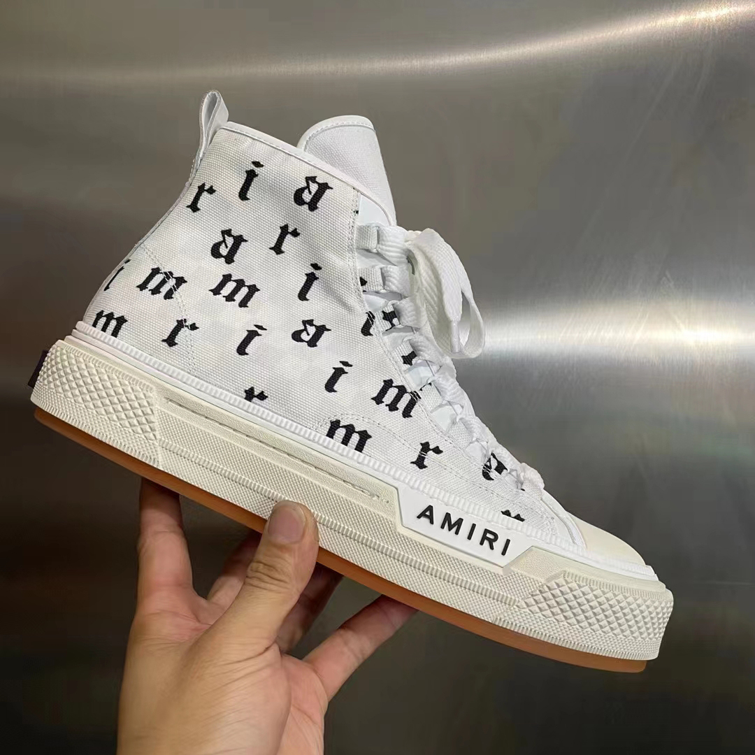 Amiri Logo-Print Canvas High-Top Sneakers - 