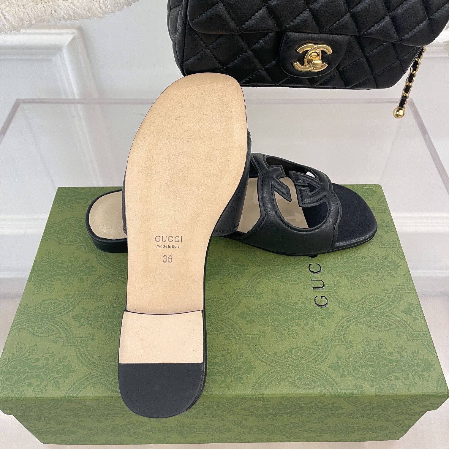 Gucci Women's Interlocking G Cut-Out Slide Sandal - PerfectKickZ