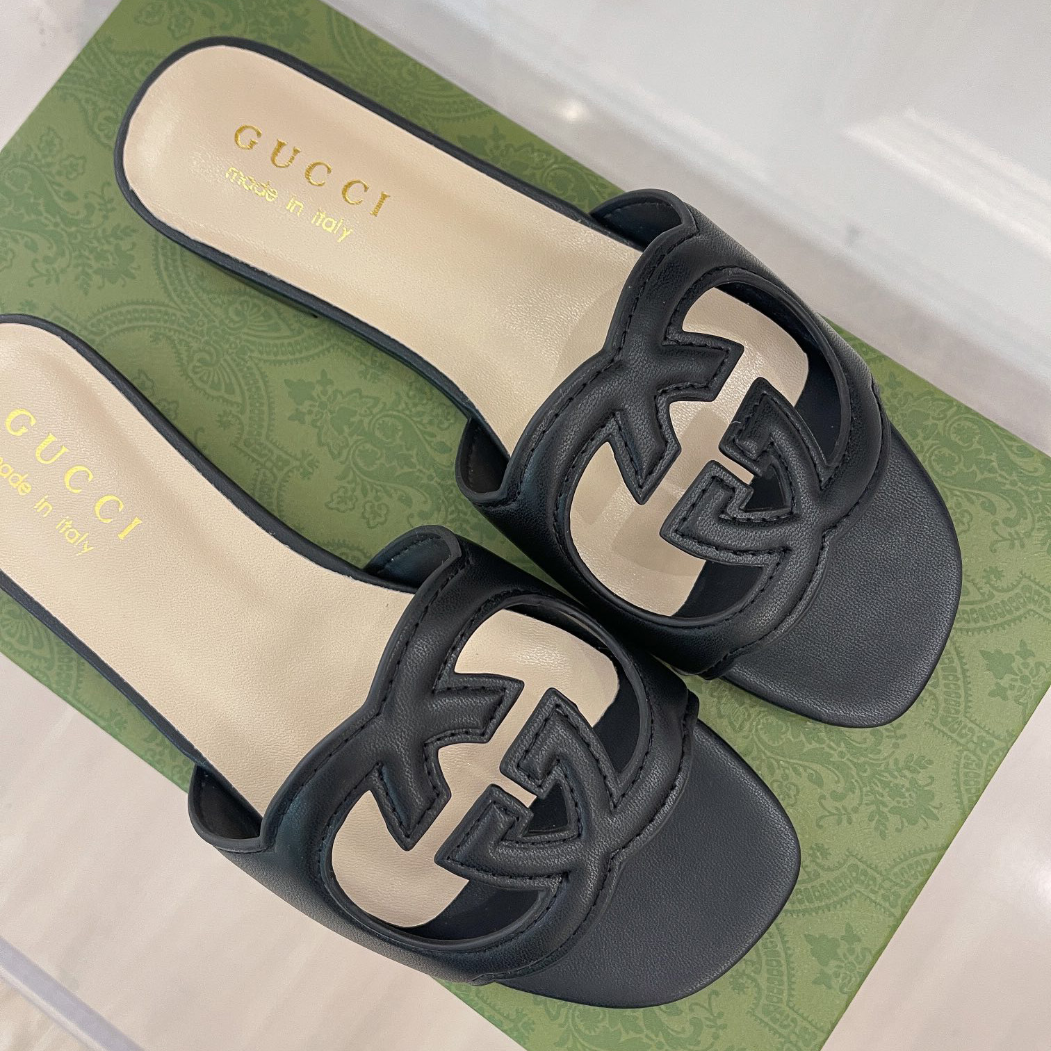 Gucci Women's Interlocking G Cut-Out Slide Sandal - PerfectKickZ