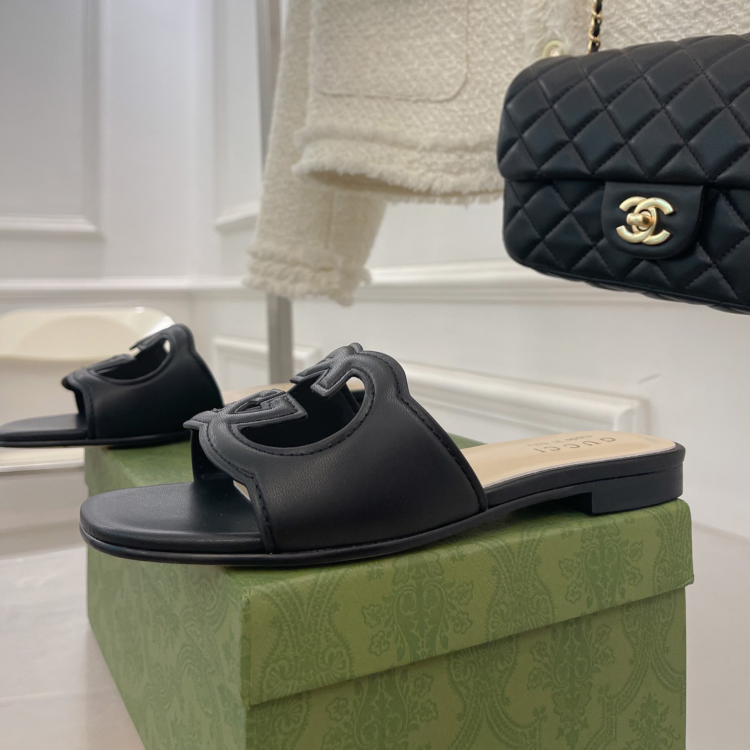 Gucci Women's Interlocking G Cut-Out Slide Sandal - PerfectKickZ