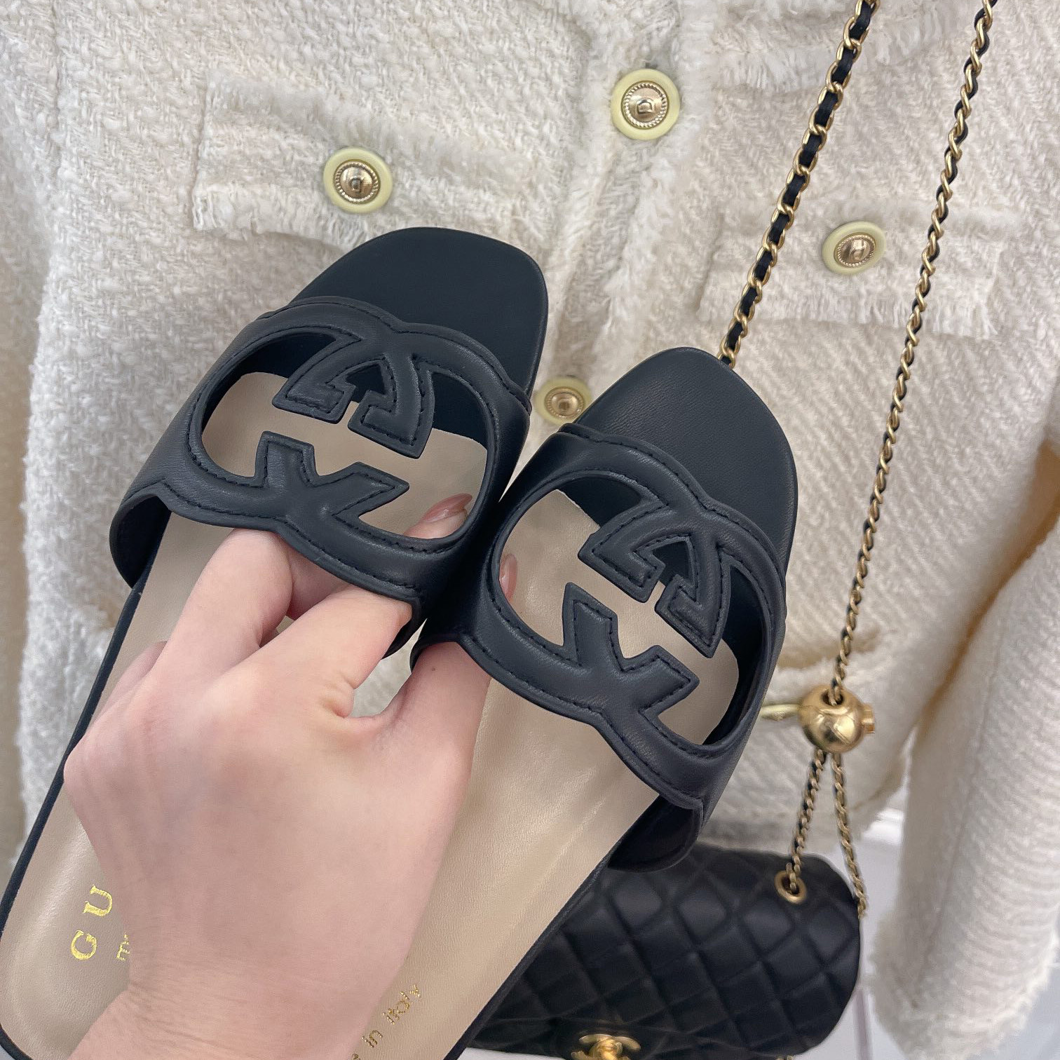 Gucci Women's Interlocking G Cut-Out Slide Sandal - PerfectKickZ
