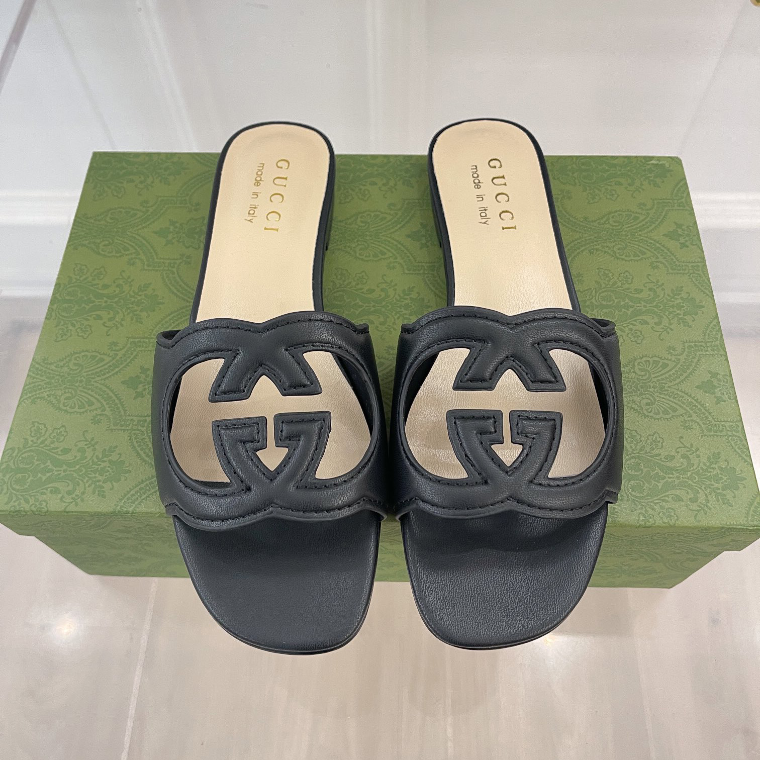 Gucci Women's Interlocking G Cut-Out Slide Sandal - PerfectKickZ