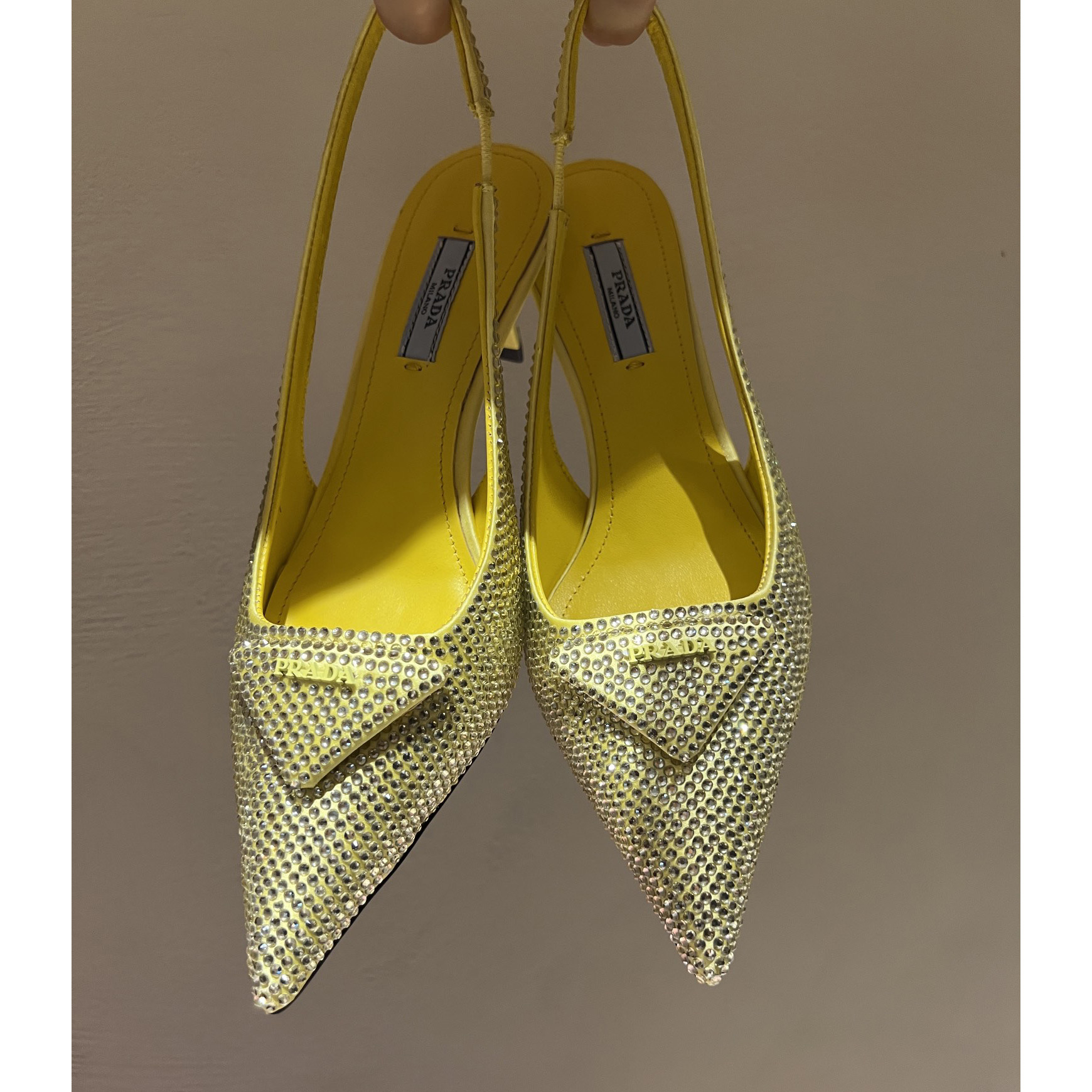 Prada Satin Sling-Back Pumps With Crystals(5.5cm) - PerfectKickZ