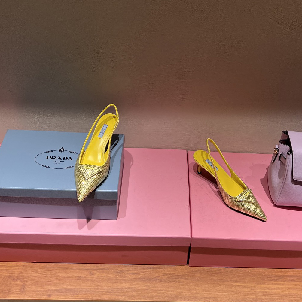 Prada Satin Sling-Back Pumps With Crystals(5.5cm) - PerfectKickZ