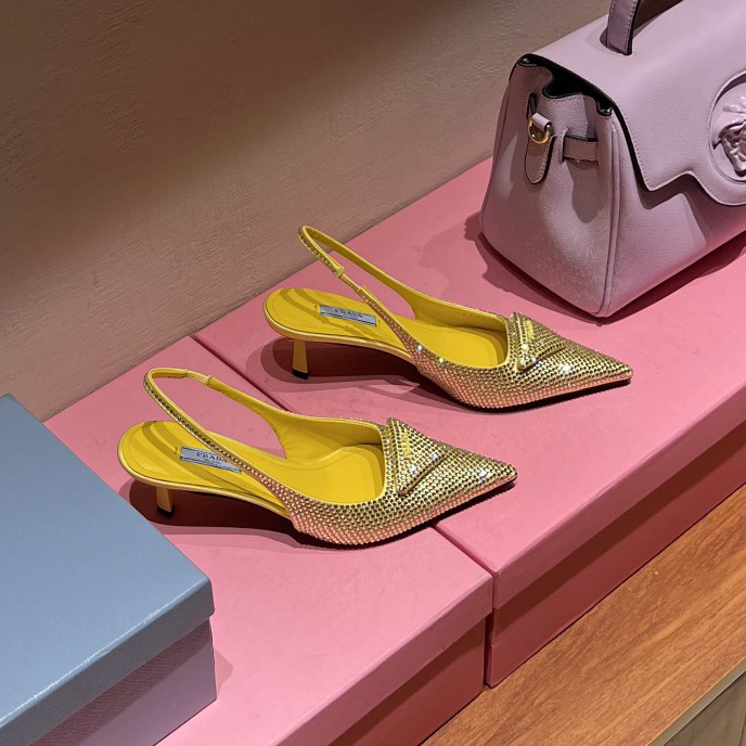 Prada Satin Sling-Back Pumps With Crystals(5.5cm) - PerfectKickZ