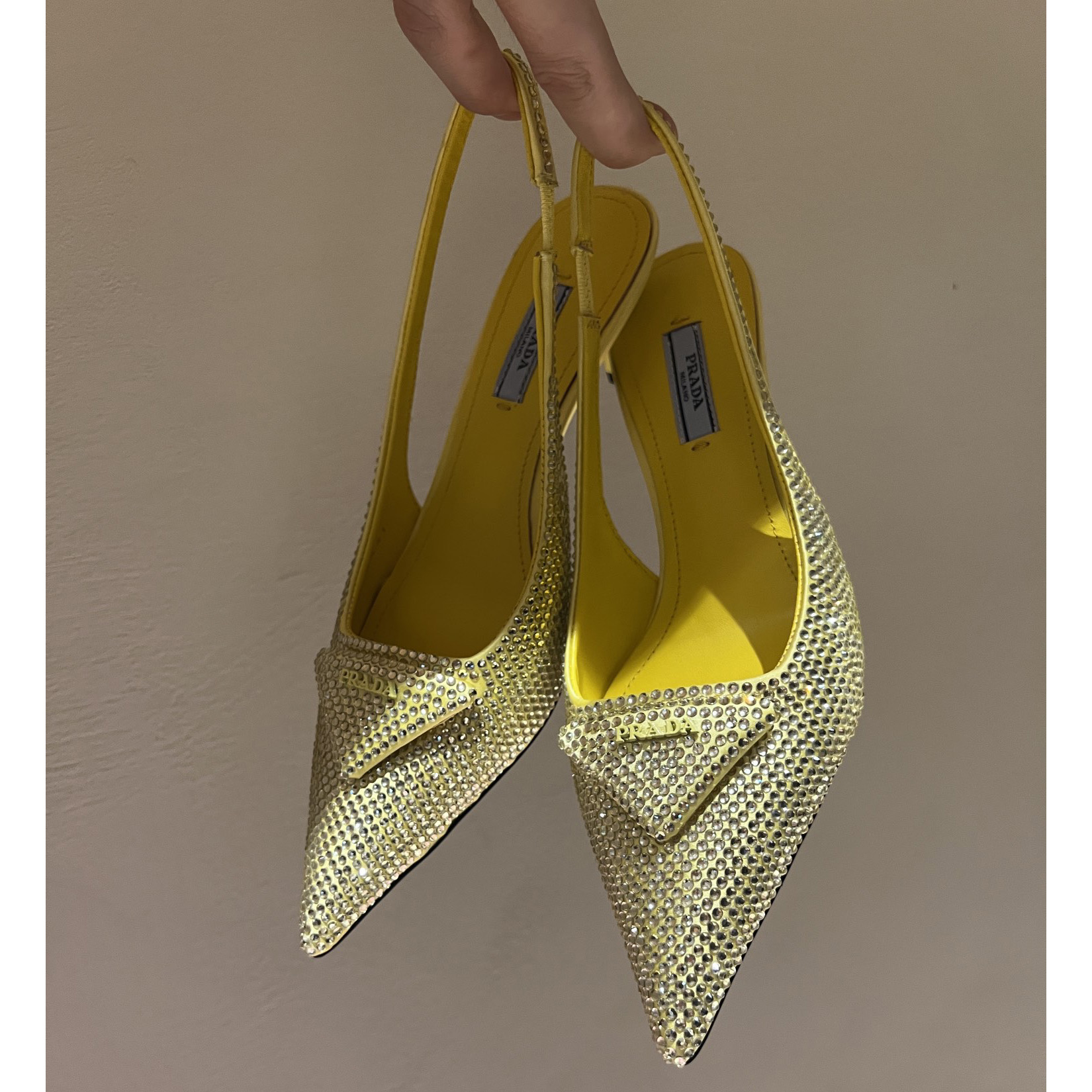 Prada Satin Sling-Back Pumps With Crystals(5.5cm) - PerfectKickZ