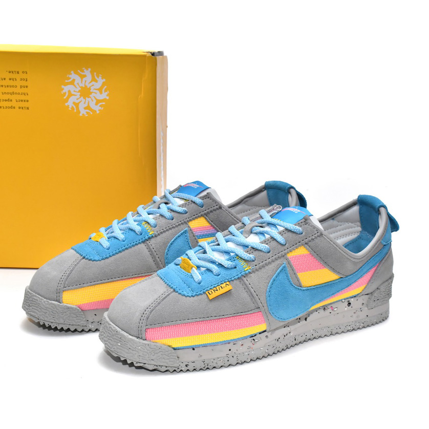  Union LA x Nike Cortez Blue Pink Yellow Grey Sneaker   DR1413-002 - PerfectKickZ